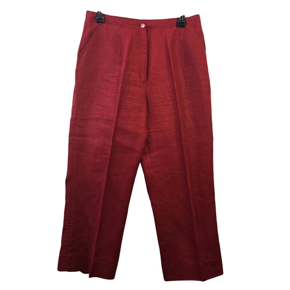 Kate Hill Irish Linen Pants Red‎ Wide Leg Trousers Womens 6 Quiet Luxury Resort